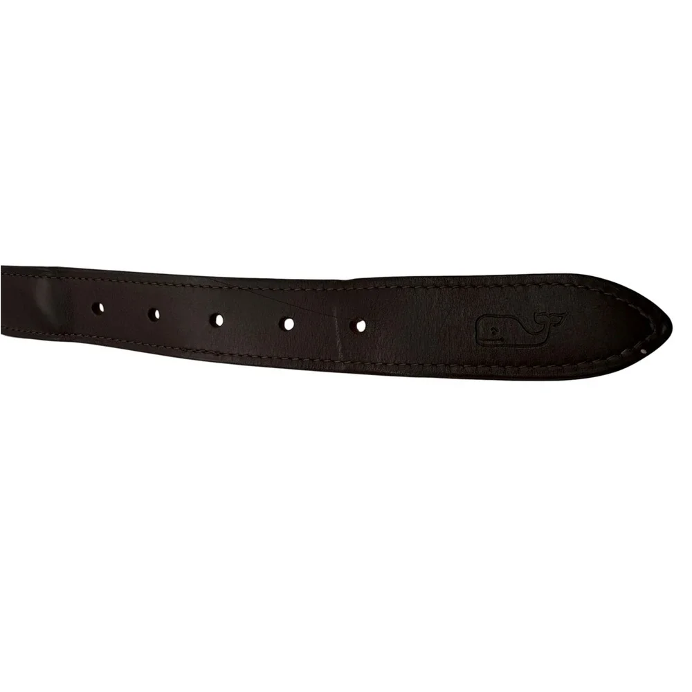Vineyard Vines Ridgewood CC logo Mens Sz 38 Canvas Leather Belt USA Made